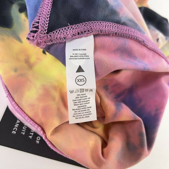 Balance Athletica The Cloud Rider Biker Short Logo Thunderstorm Tie Dye XXS New - Picture 11 of 12